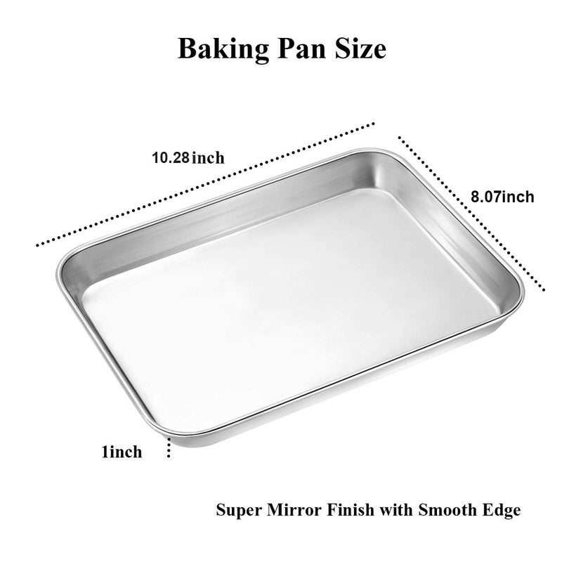 Wildone Baking Sheet with Silicone Mat Set, Set of 4 (2 Sheets + 2 Mats), Wildone Stainless Steel Cookie Sheet Baking Pan with Silicone Mat, Size 10 x 8 x 1 inch, Non Toxic & Heavy Duty & Easy Clean - Image 2